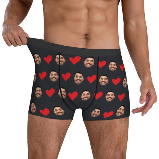 Personalized Face Photo Underwear Custom Heart Boxer Briefs - NawdeX