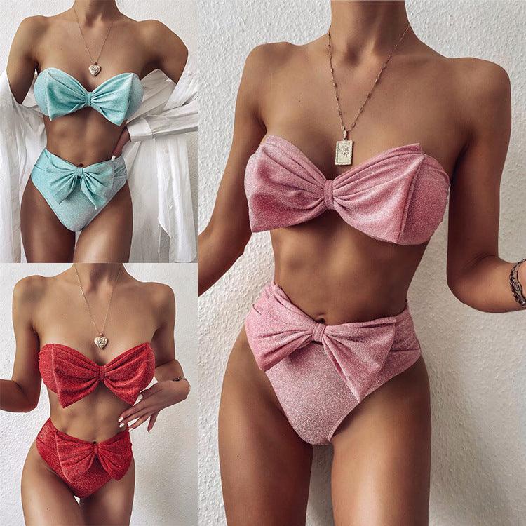 Split bright silk bikini - NawdeX
