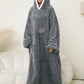 Pocketed Contrast Long Sleeve Hooded Lounge Dress - NawdeX