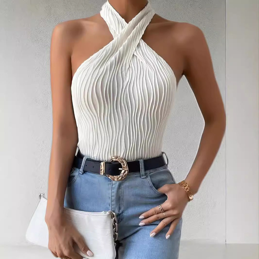 Fashionable Personalized Halter Knitted Short Top For Women - NawdeX