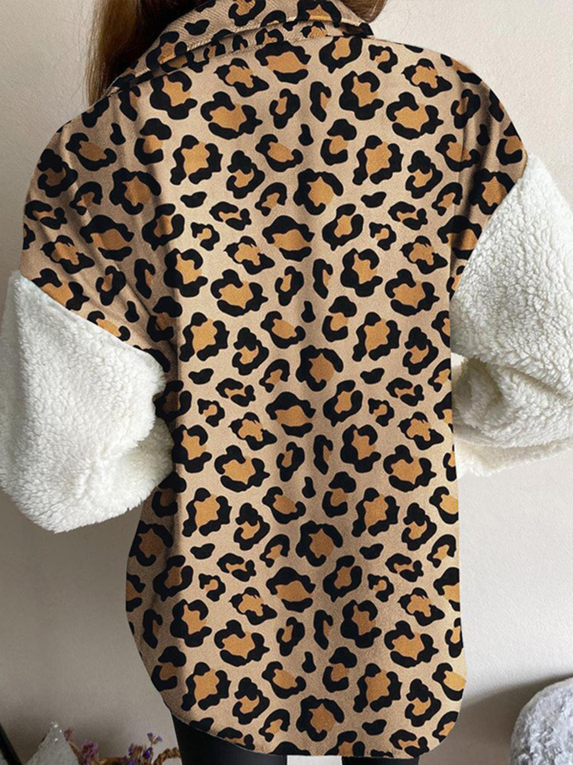 Fuzzy Button Up Long Sleeve Jacket - NawdeX