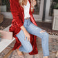Open Front Long Sleeve Coat - NawdeX