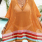 Slit Openwork V-Neck Half Sleeve Cover-Up - NawdeX