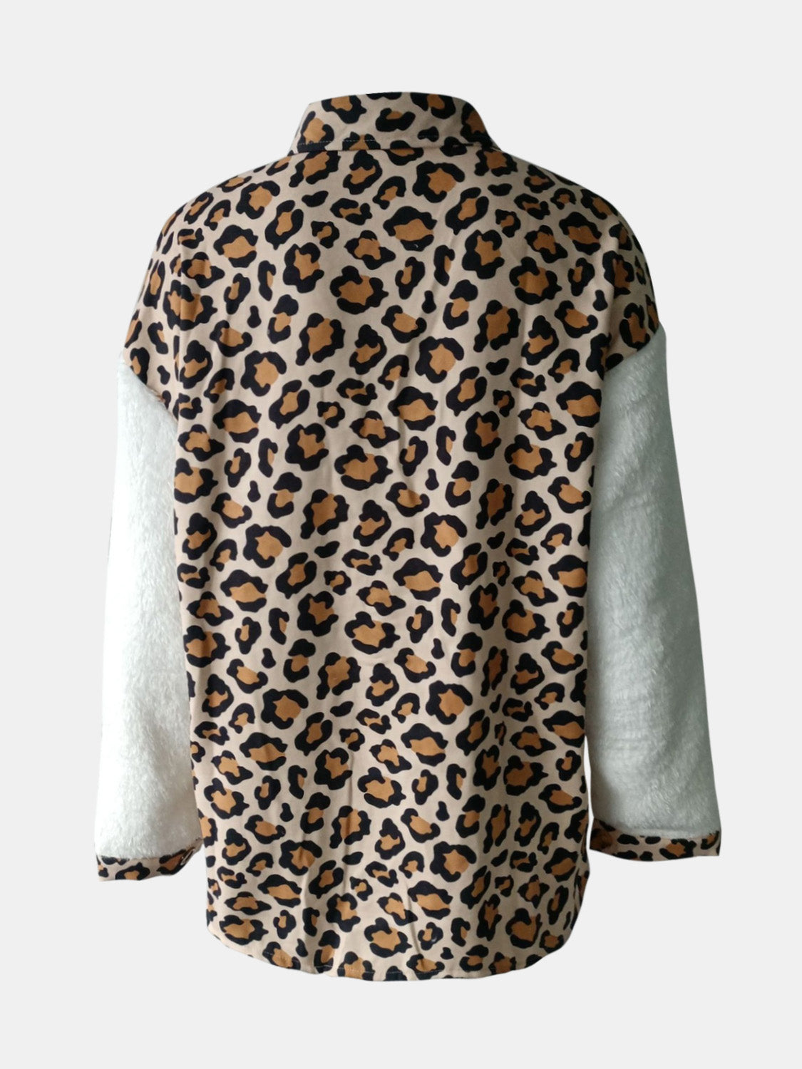 Fuzzy Button Up Long Sleeve Jacket - NawdeX