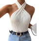 Fashionable Personalized Halter Knitted Short Top For Women - NawdeX