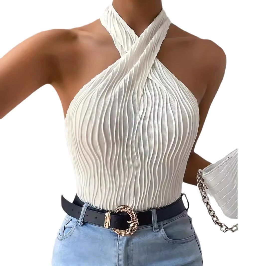 Fashionable Personalized Halter Knitted Short Top For Women - NawdeX
