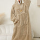 Pocketed Contrast Long Sleeve Hooded Lounge Dress - NawdeX