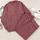 Plus Size Plaid Collared Neck Top and Pants Lounge Set - NawdeX