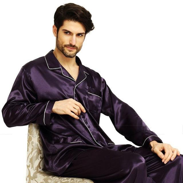 Men's silk satin pajamas suit casual wear - NawdeX