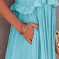 Ruffled Sleeveless Maxi Dress with Pockets - NawdeX