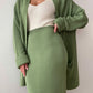 Pocketed Long Sleeve Cardigan and Skirt Sweater Set - NawdeX