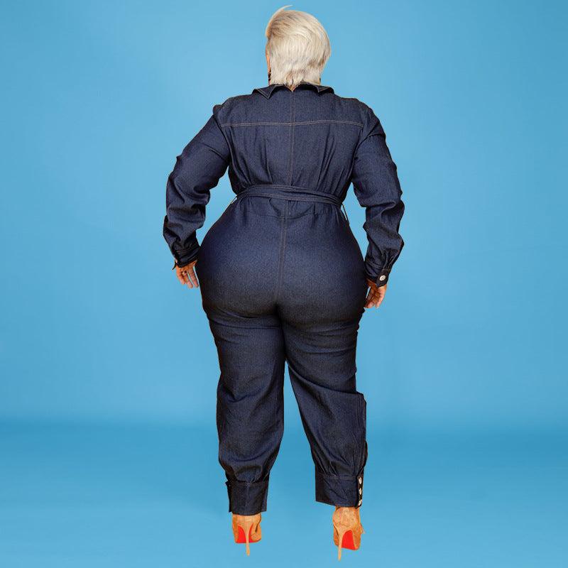 Autumn  PlusSize Women Denim Jumpsuit - NawdeX