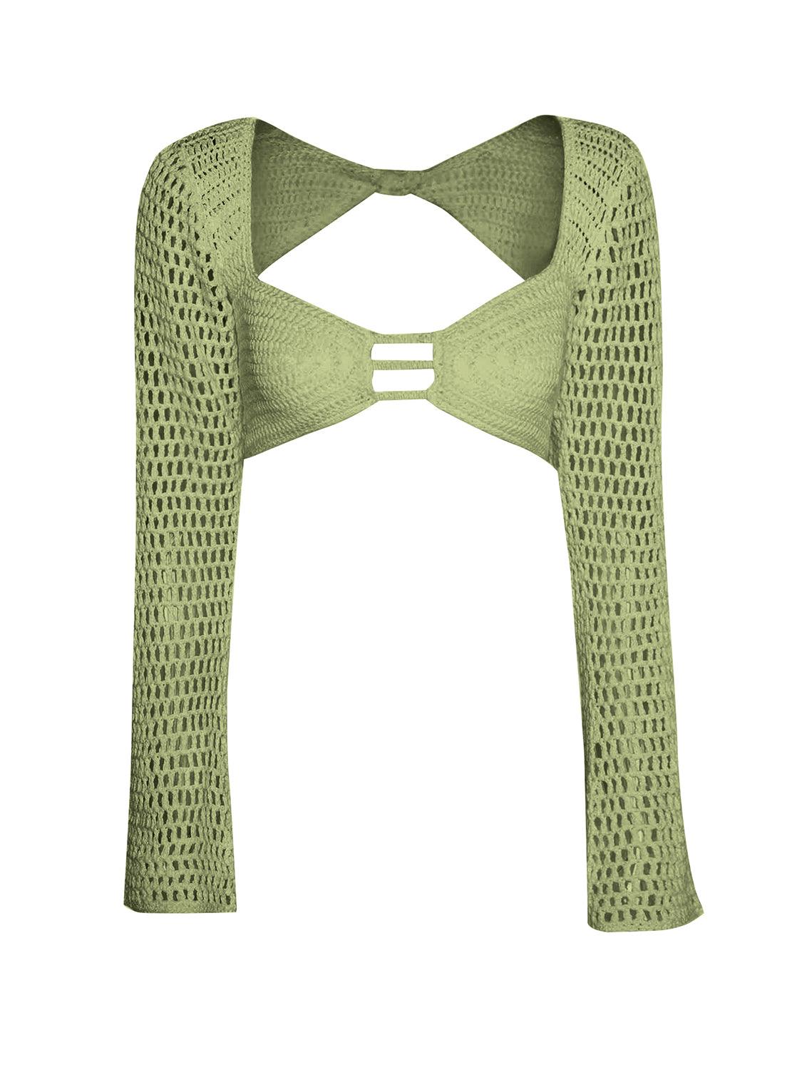 Tied Long Sleeve Top and Skirt Cover Up Set - NawdeX