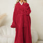 Pocketed Contrast Long Sleeve Hooded Lounge Dress - NawdeX