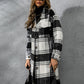 Plaid Collared Neck Long Sleeve Coat - NawdeX