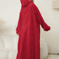 Pocketed Contrast Long Sleeve Hooded Lounge Dress - NawdeX