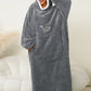 Pocketed Contrast Long Sleeve Hooded Lounge Dress - NawdeX