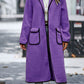 Full Size Contrast Trim Long Sleeve Coat with Pockets - NawdeX