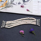 Beaded Jewelry Four Row Pearl Onyx Strap - NawdeX