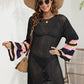 Openwork Contrast Long Sleeve Cover-Up - NawdeX