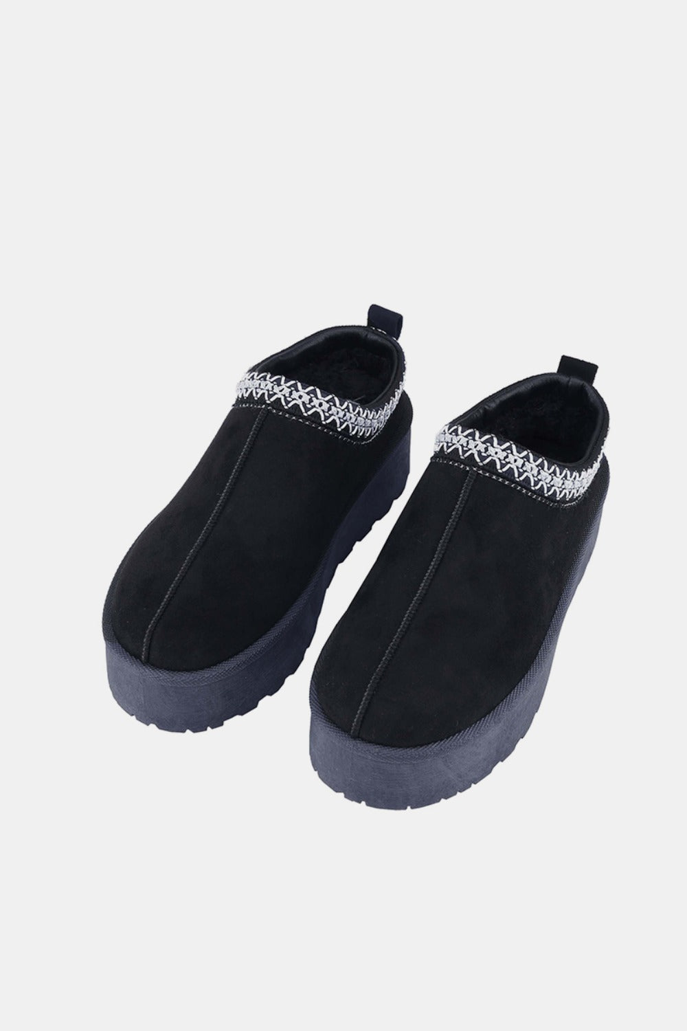 Weeboo Platform Embroidered Trim Slip-On Boots - NawdeX