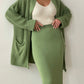 Pocketed Long Sleeve Cardigan and Skirt Sweater Set - NawdeX