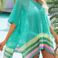 Slit Openwork V-Neck Half Sleeve Cover-Up - NawdeX