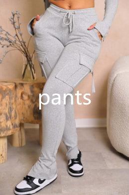 Women's Casual Tight Sportswear Multi-pocket Overalls With Coat And Cap Suit Pants - NawdeX