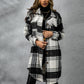 Plaid Collared Neck Long Sleeve Coat - NawdeX