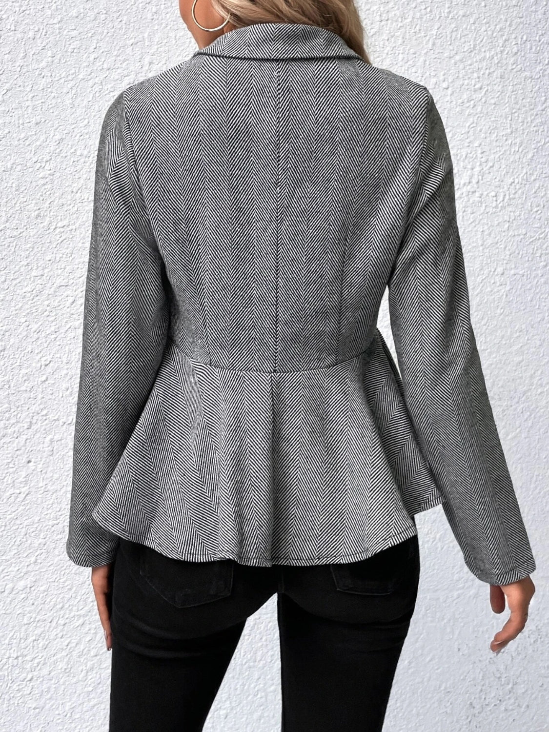 Ruffle Hem Collared Blazer - NawdeX