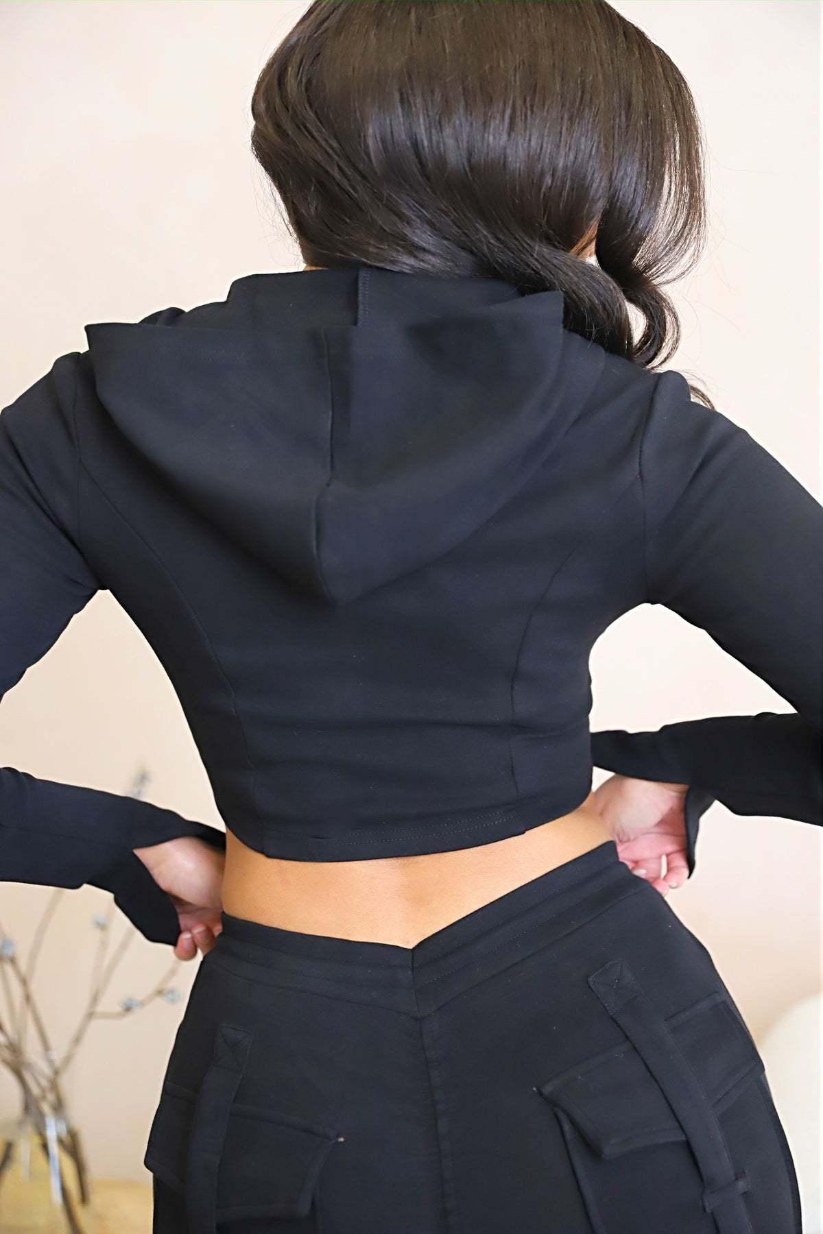 Women's Casual Tight Sportswear Multi-pocket Overalls With Coat And Cap Suit Pants - NawdeX