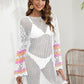 Openwork Contrast Long Sleeve Cover-Up - NawdeX