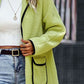 Full Size Contrast Trim Long Sleeve Coat with Pockets - NawdeX