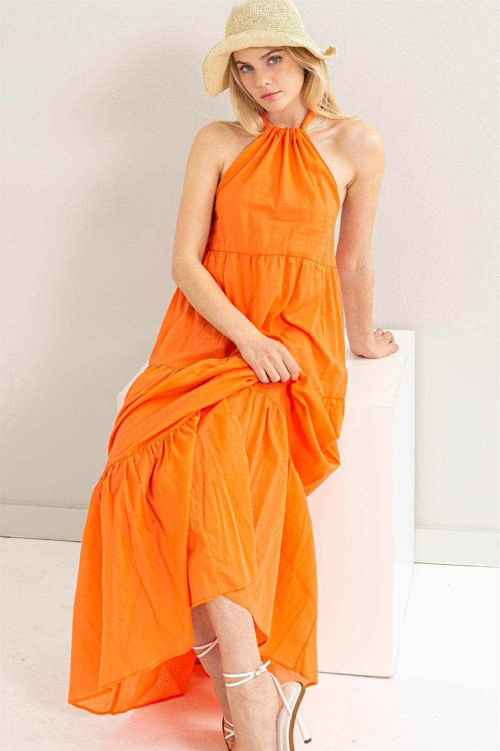 Halter Neck Cover Up Maxi Dress - NawdeX