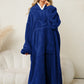 Pocketed Contrast Long Sleeve Hooded Lounge Dress - NawdeX