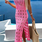 Openwork Slit Scoop Neck Sleeveless Cover Up - NawdeX
