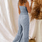 Smocked Printed Wide Strap Jumpsuit - NawdeX