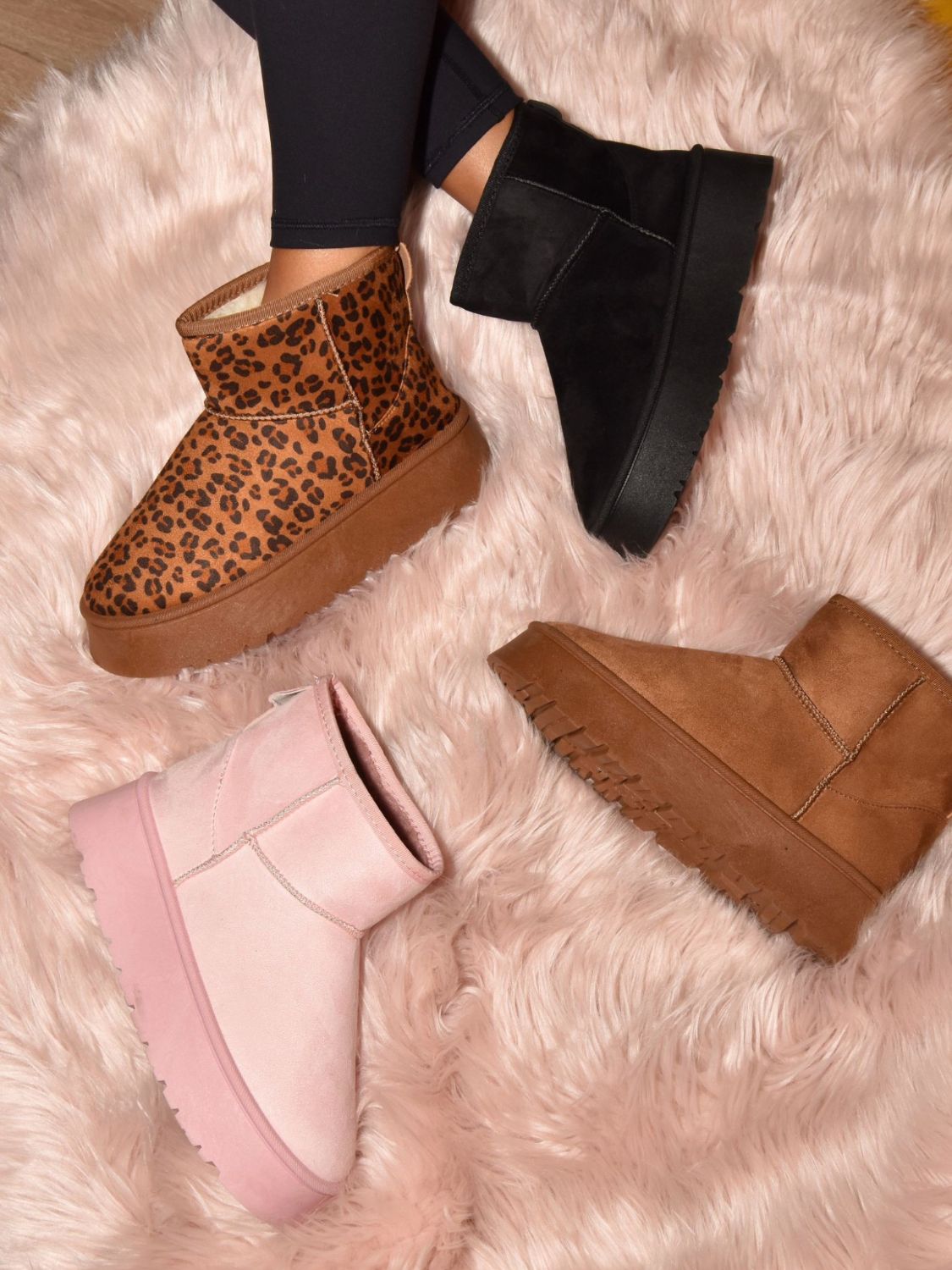 WILD DIVA Thermal Furry Leopard Platform Booties - NawdeX