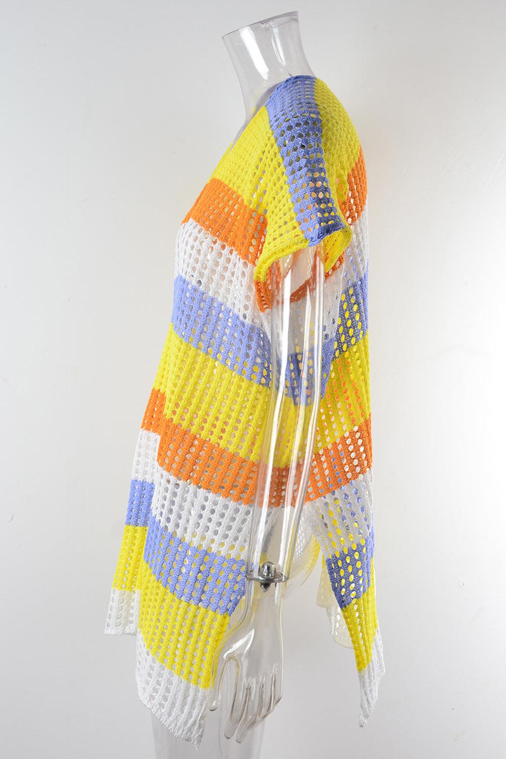 Slit Color Block V-Neck Cover-Up - NawdeX