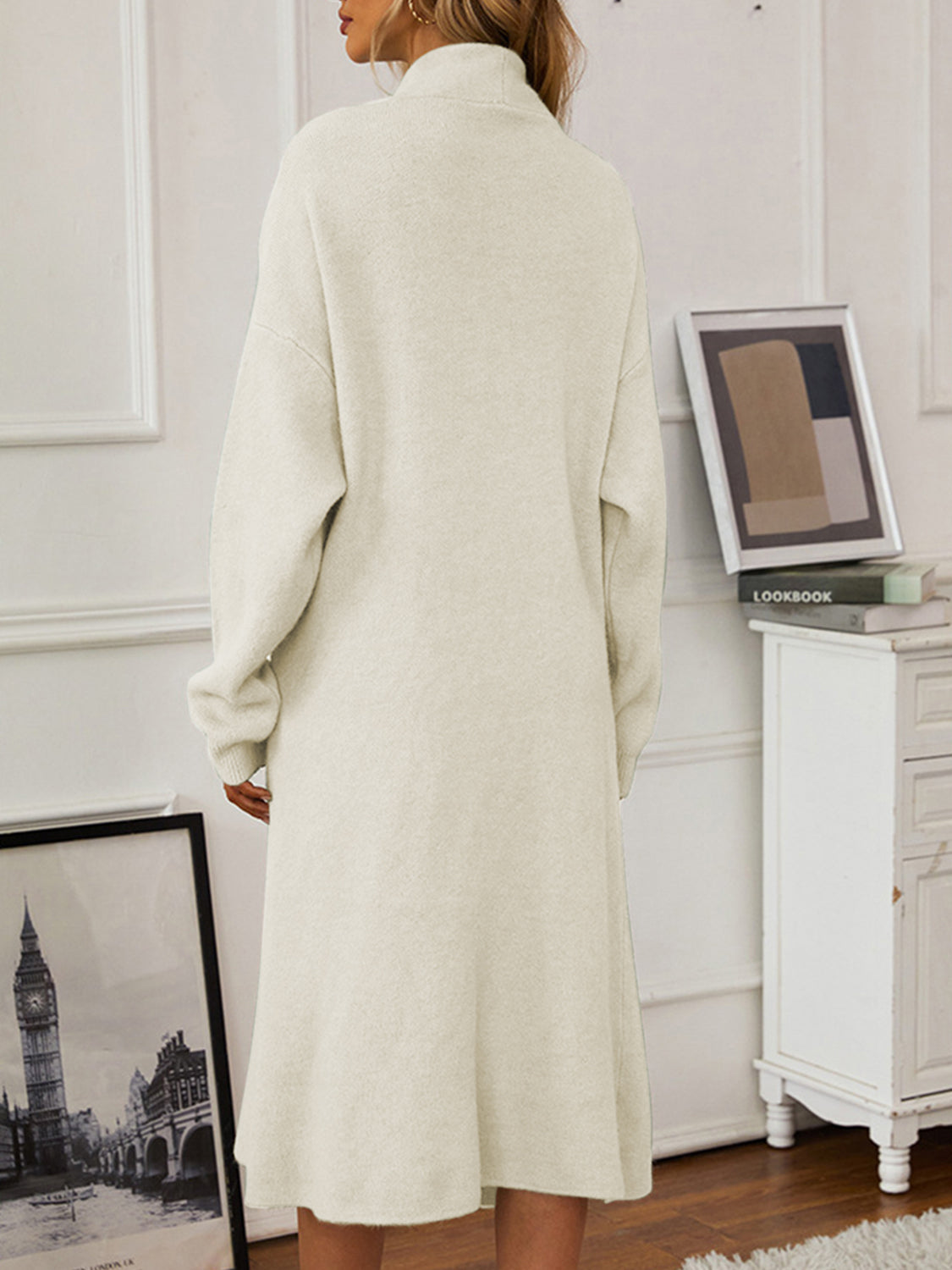 V-Neck Cami Dress and Open Front Cardigan Sweater Set - NawdeX