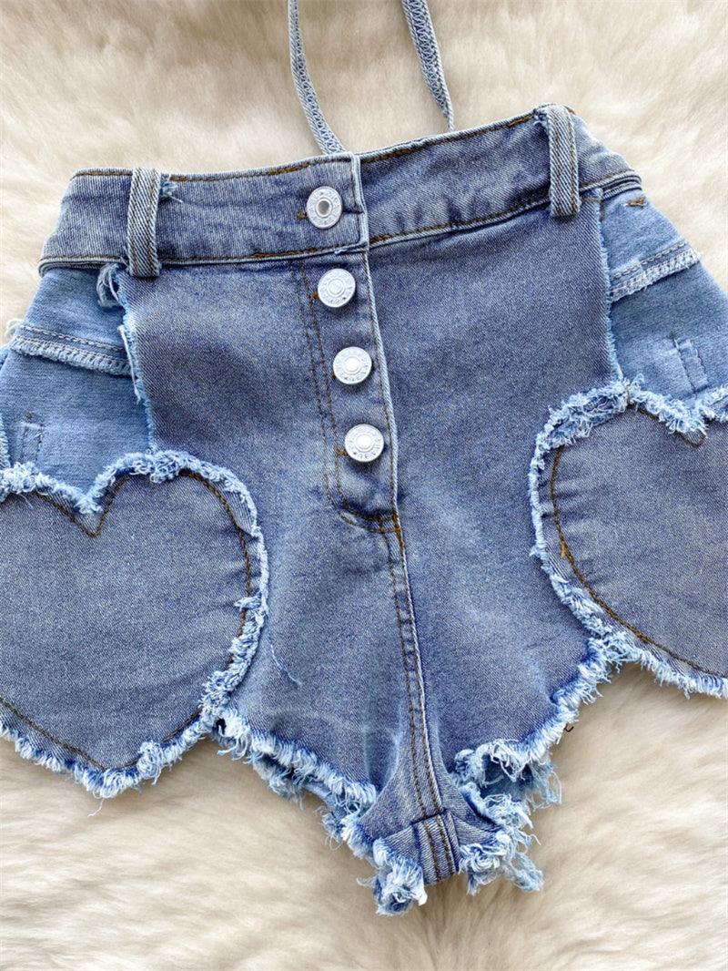 Denim Love Halter Suit For Women - NawdeX
