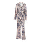 Women's Fashion Satin Printed Cardigan Pajamas Two-piece Set - NawdeX