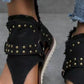 Studded Raw Hem Flat Sandals - NawdeX