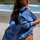 Button-Up Longline Shirt with Breast Pockets - NawdeX