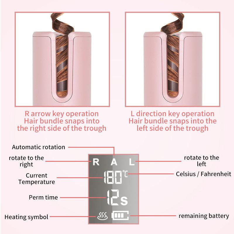 Wireless Automatic Curler USB  LCD Screen Ceramic Heating Anti-perm Curler - NawdeX