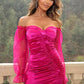 (Sweetheart Neck Ruched Mini Dress - NawdeX