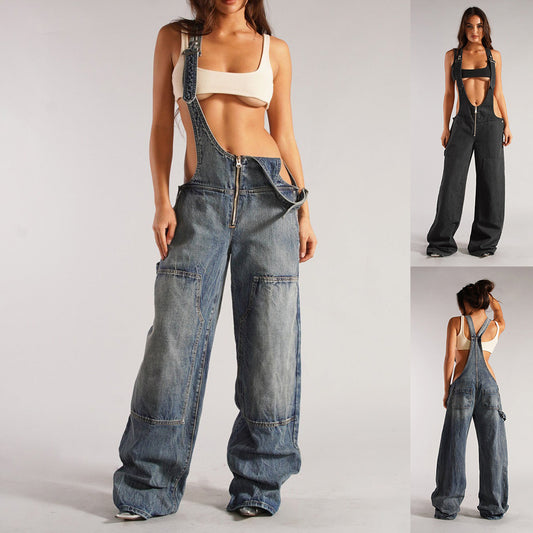 Loose Suspender Jean Jumpsuit - NawdeX
