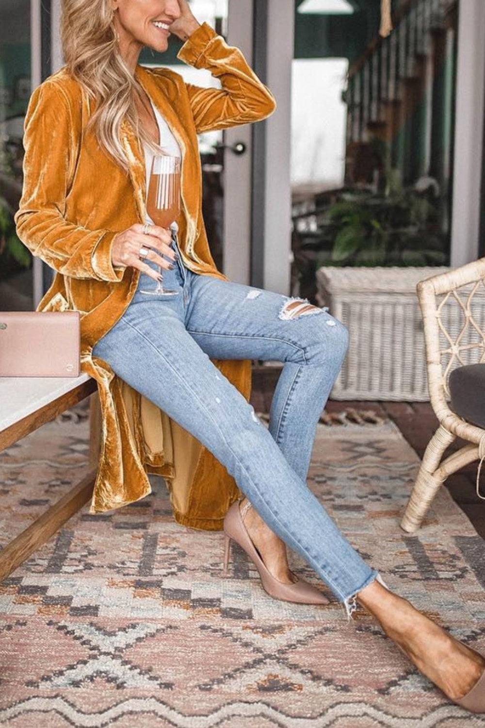 Open Front Long Sleeve Coat - NawdeX