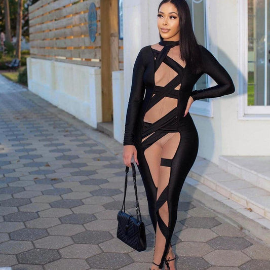 Stitching Long Sleeve Jumpsuit Women - NawdeX