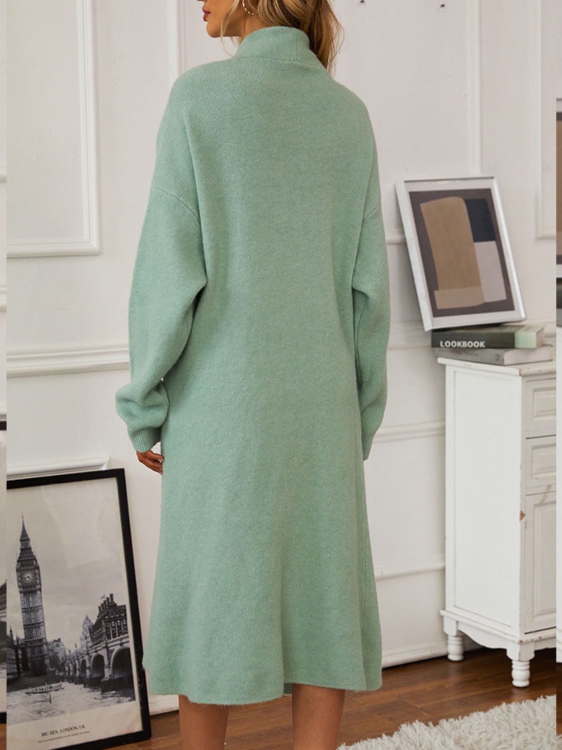 V-Neck Cami Dress and Open Front Cardigan Sweater Set - NawdeX